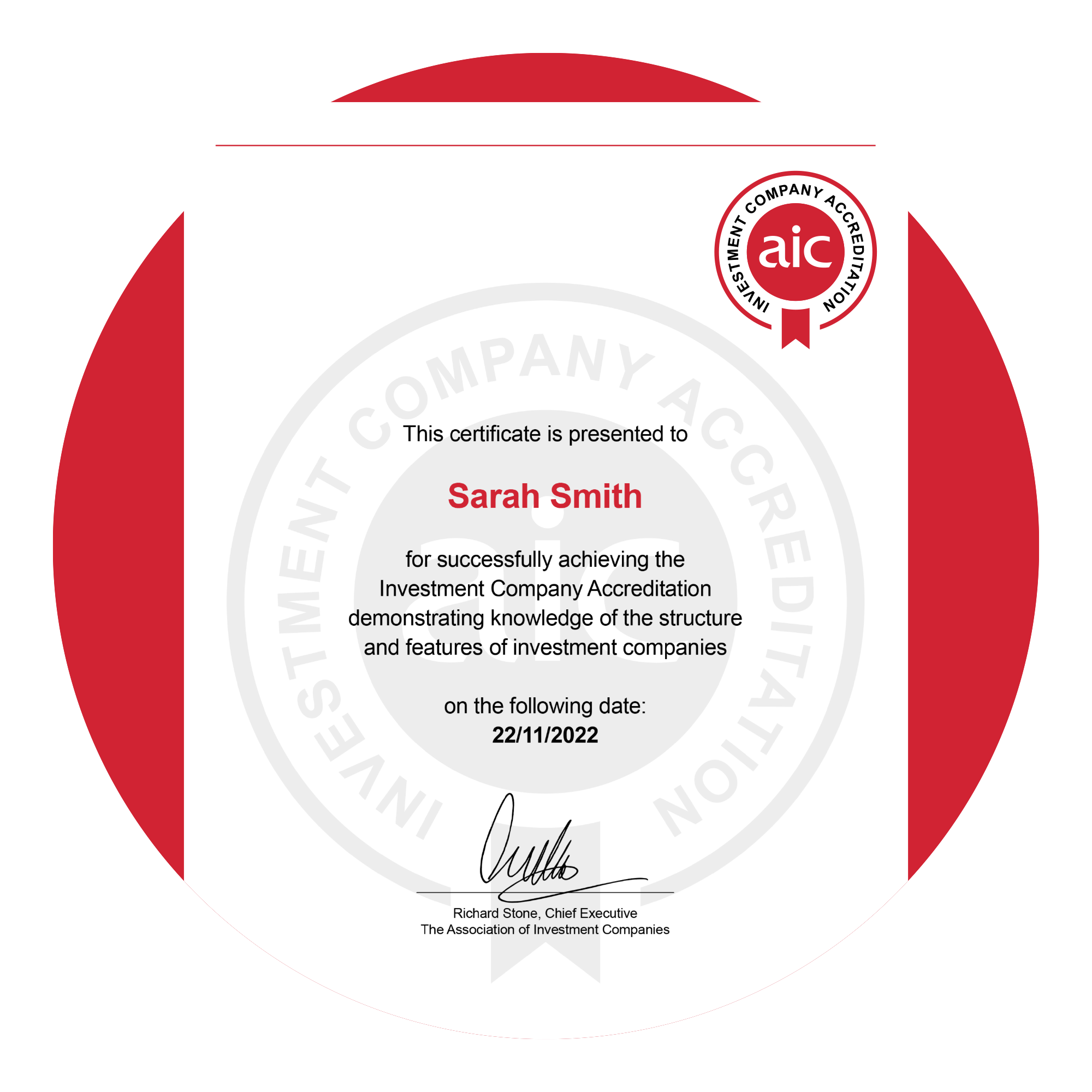 AIC ACC certifcate