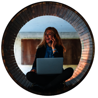women on phone in circle